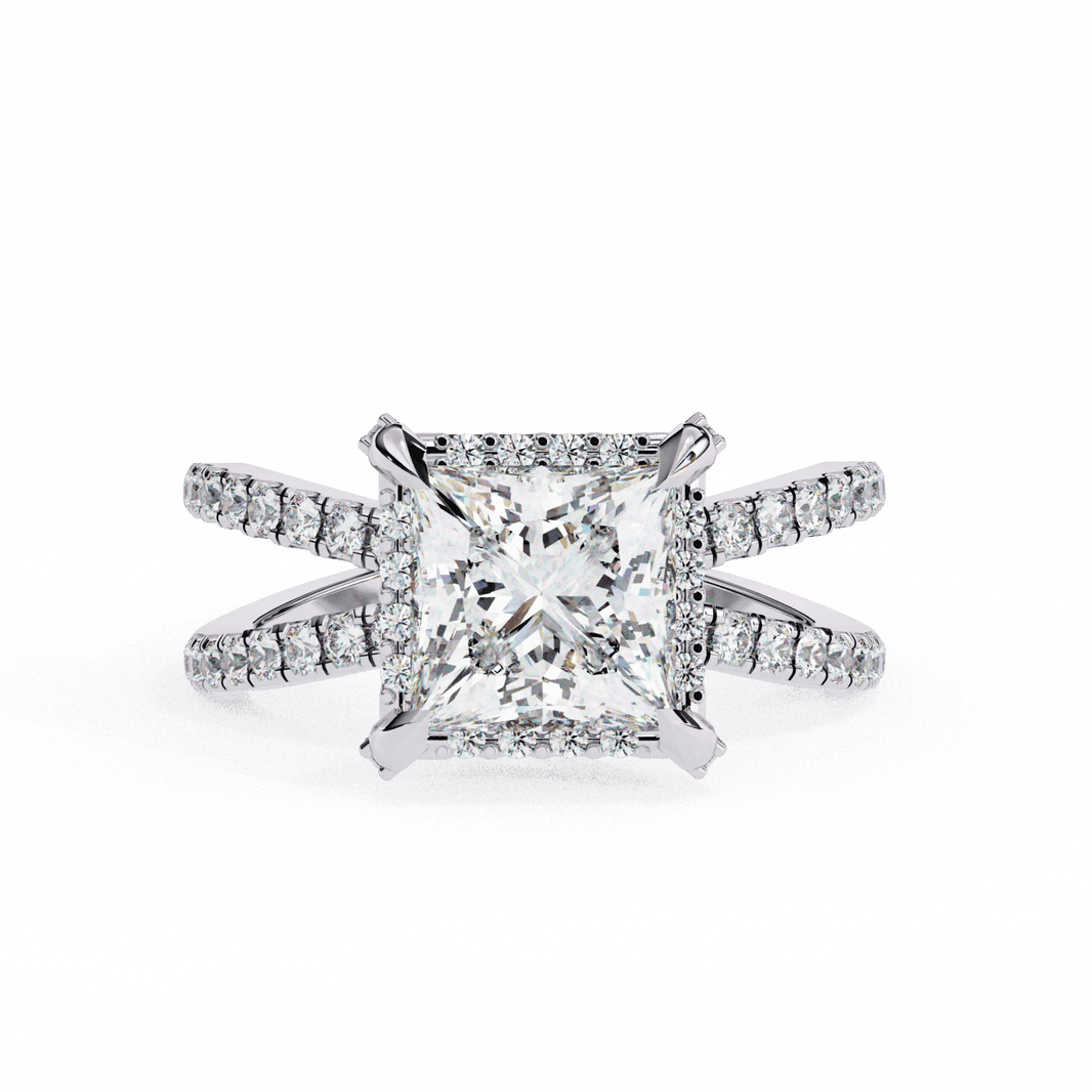 2.25 Carat Princess Hidden Halo Solitaire Ring in Moissanite | House of Estara