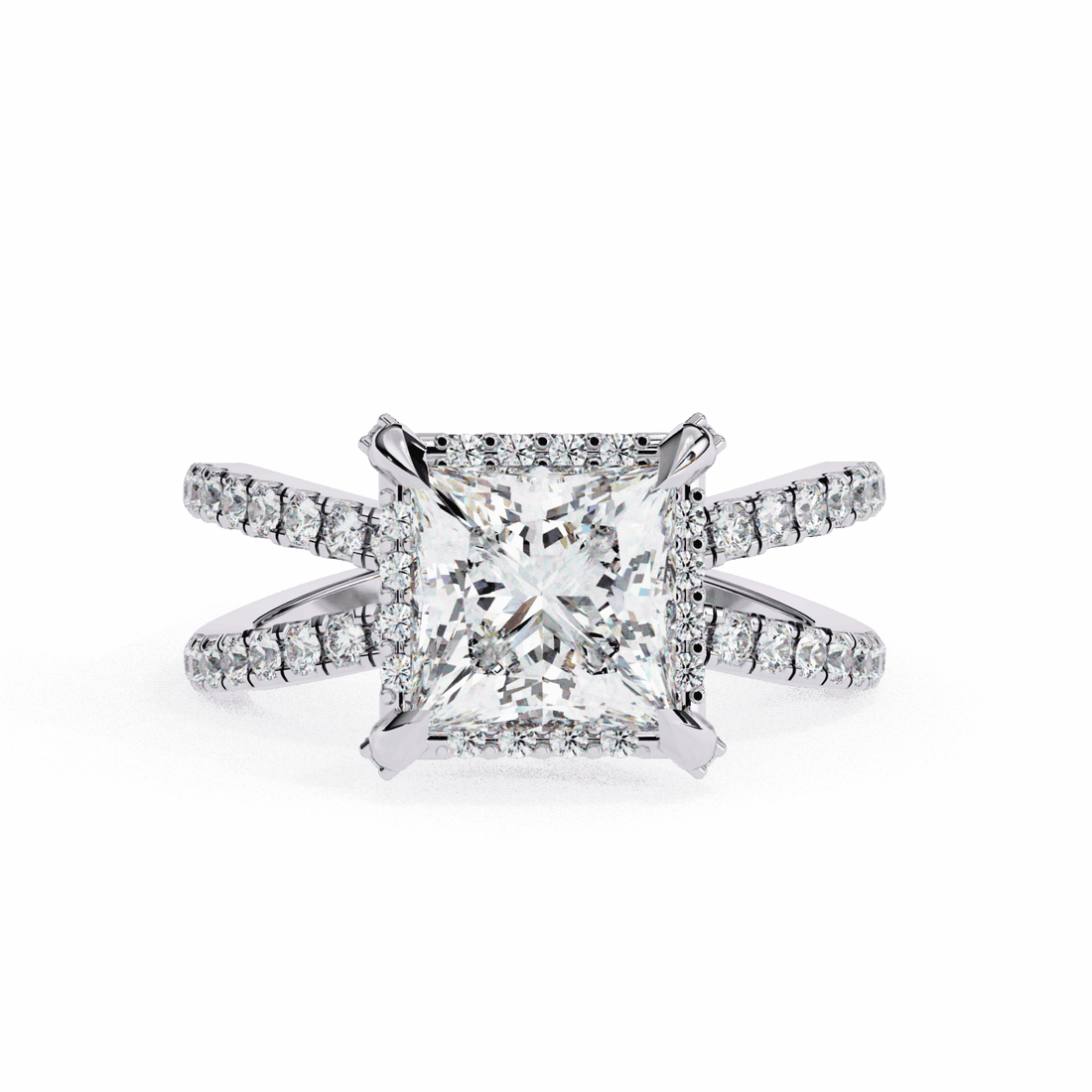 2.25 Carat Princess Hidden Halo Solitaire Ring in Moissanite | House of Estara