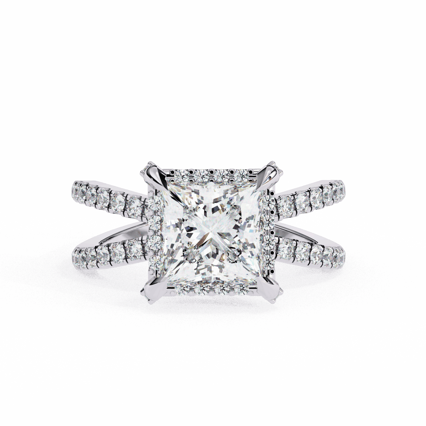 2.25 Carat Princess Hidden Halo Solitaire Ring in Moissanite | House of Estara