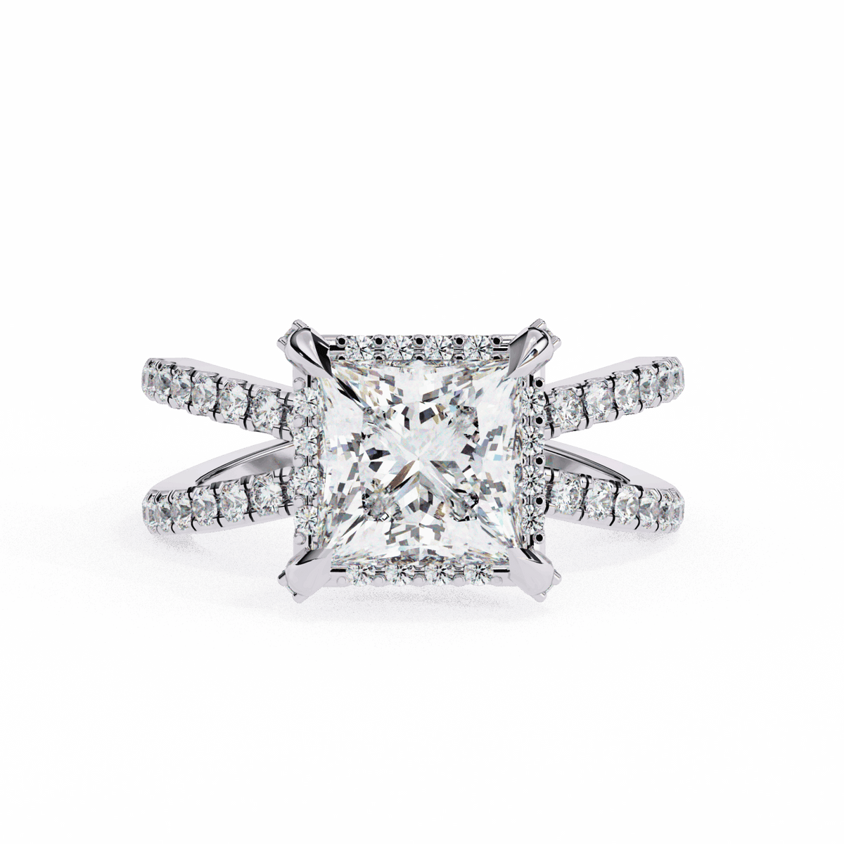 2.25 Carat Princess Hidden Halo Solitaire Ring in Moissanite | House of Estara