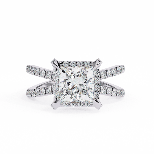 2.25 Carat Princess Hidden Halo Solitaire Ring in Moissanite | House of Estara