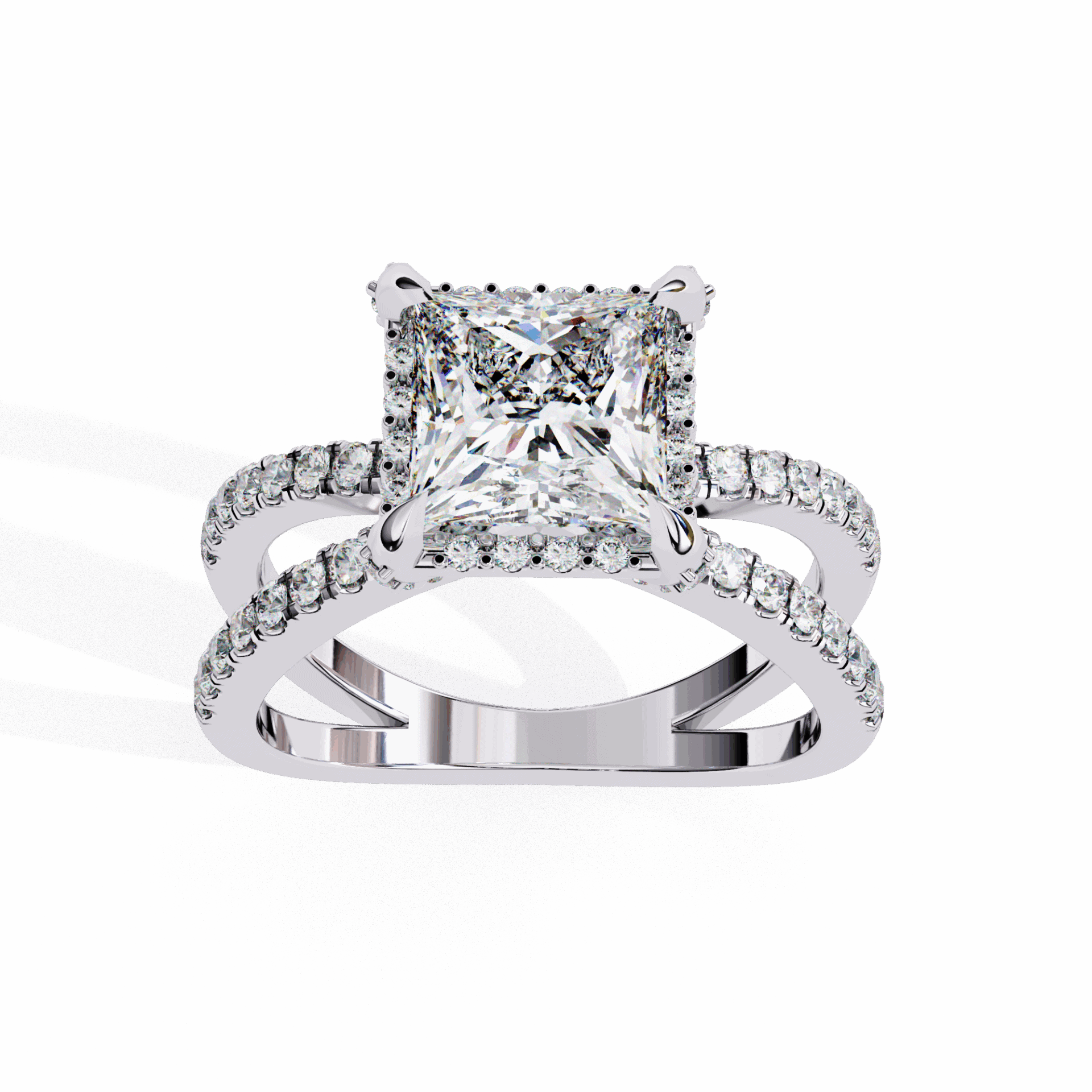 2.25 Carat Princess Hidden Halo Solitaire Ring in Moissanite | House of Estara