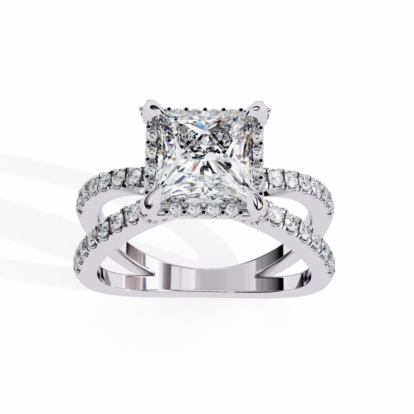 2.25 Carat Princess Hidden Halo Solitaire Ring in Moissanite | House of Estara