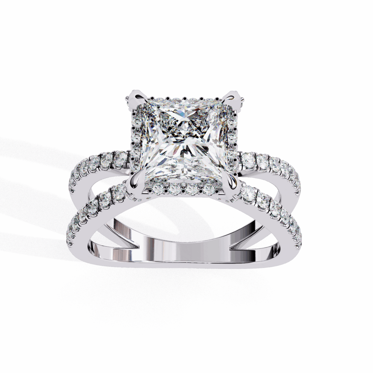 2.25 Carat Princess Hidden Halo Solitaire Ring in Moissanite | House of Estara