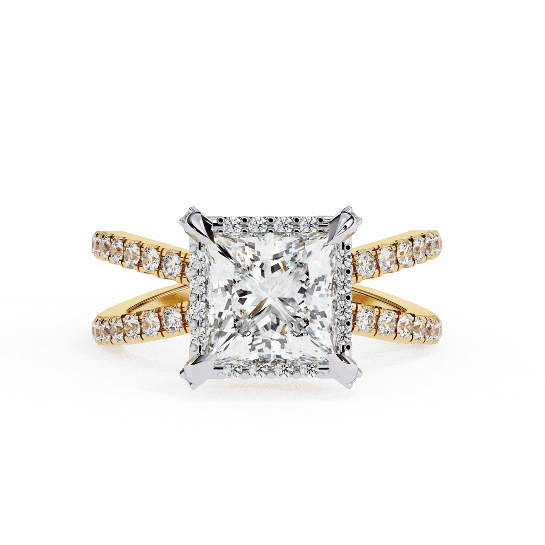 2.25 Carat Princess Hidden Halo Solitaire Ring in Moissanite | House of Estara