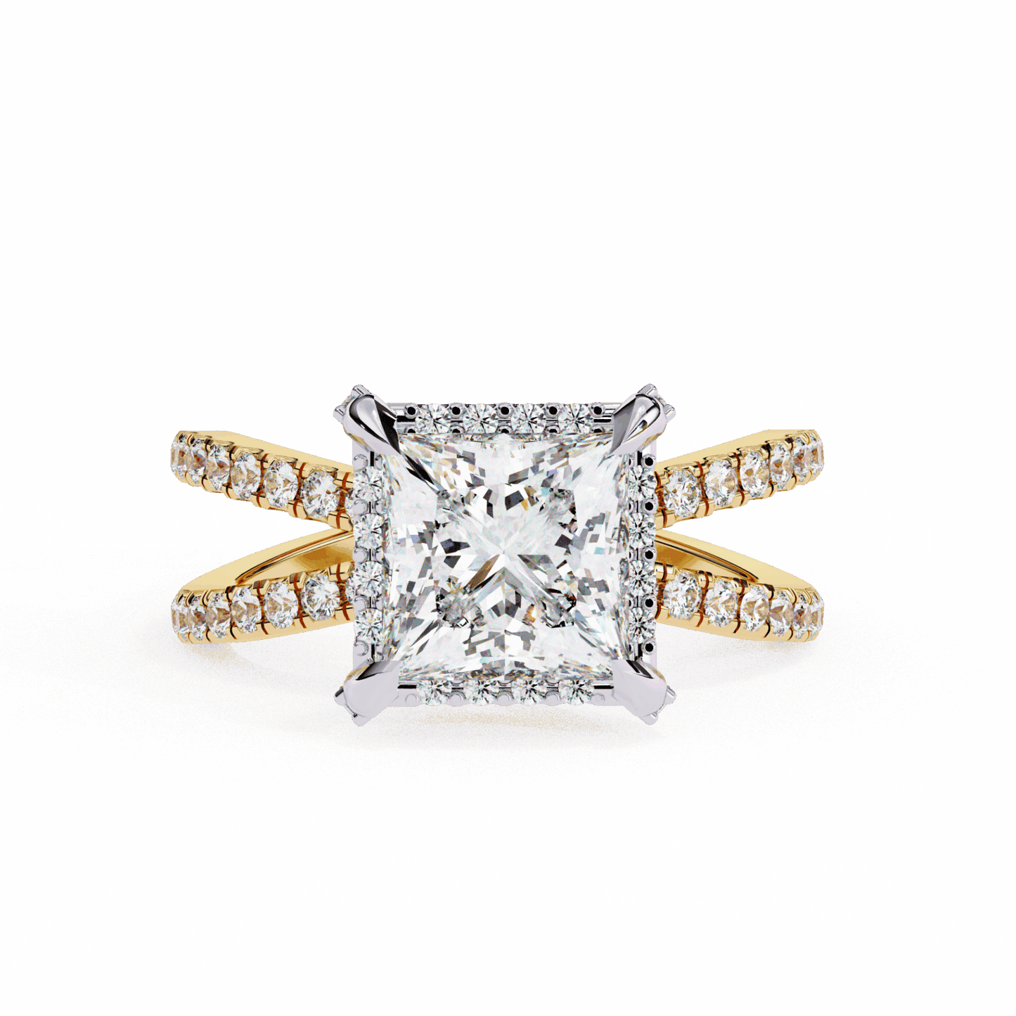 2.25 Carat Princess Hidden Halo Solitaire Ring in Moissanite | House of Estara