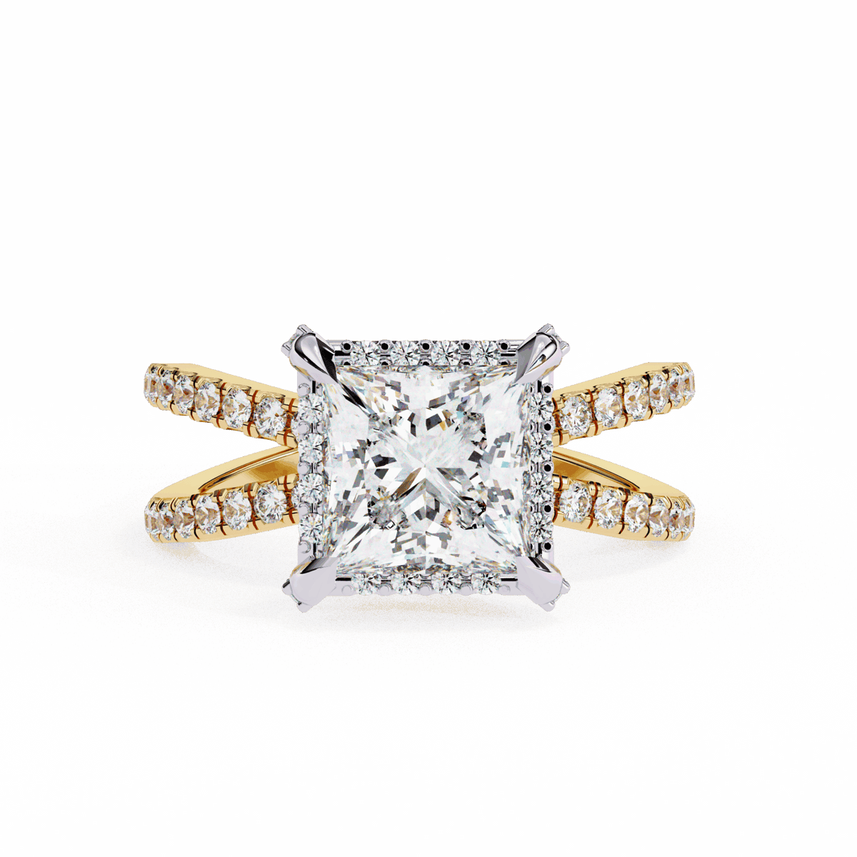 2.25 Carat Princess Hidden Halo Solitaire Ring in Moissanite | House of Estara