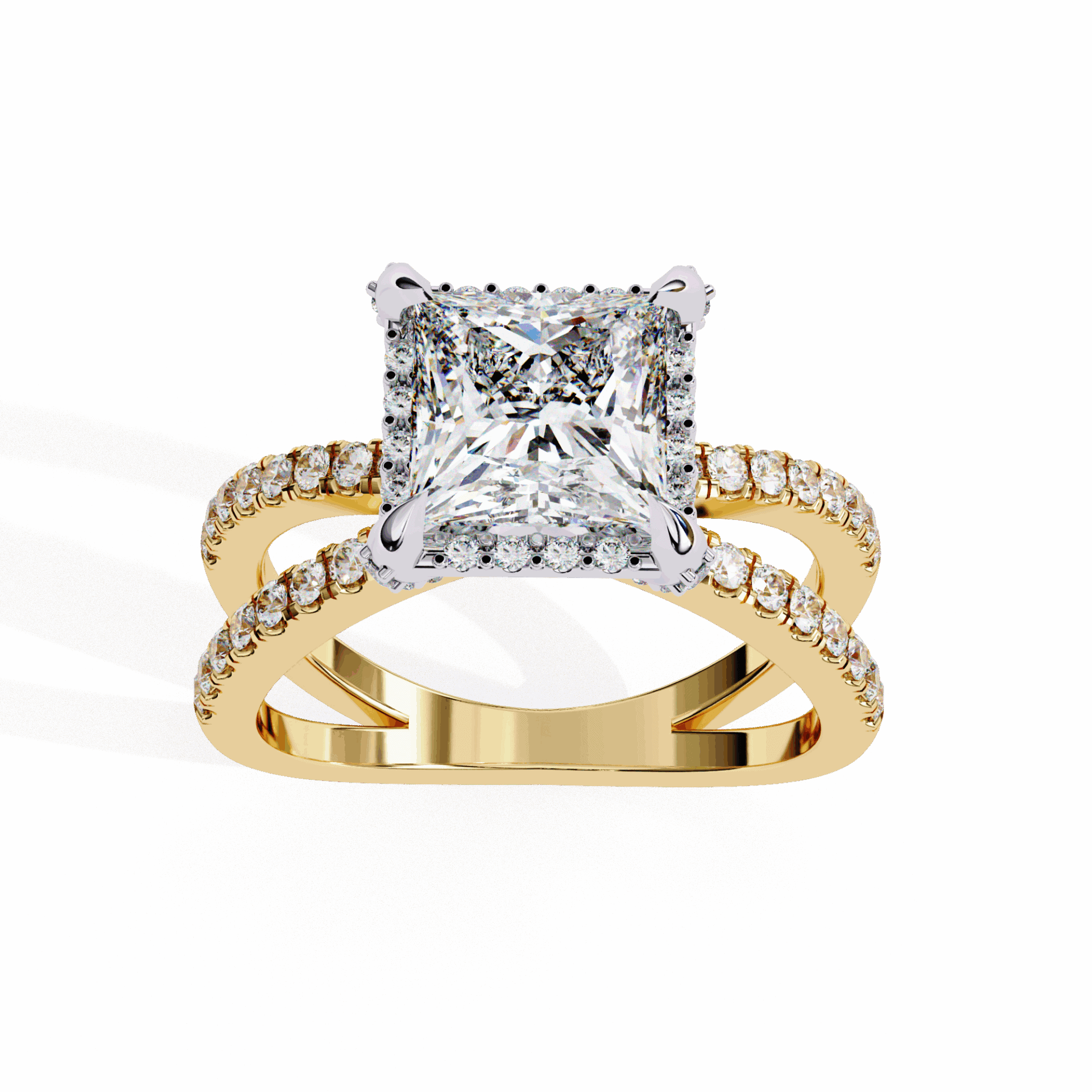 2.25 Carat Princess Hidden Halo Solitaire Ring in Moissanite | House of Estara