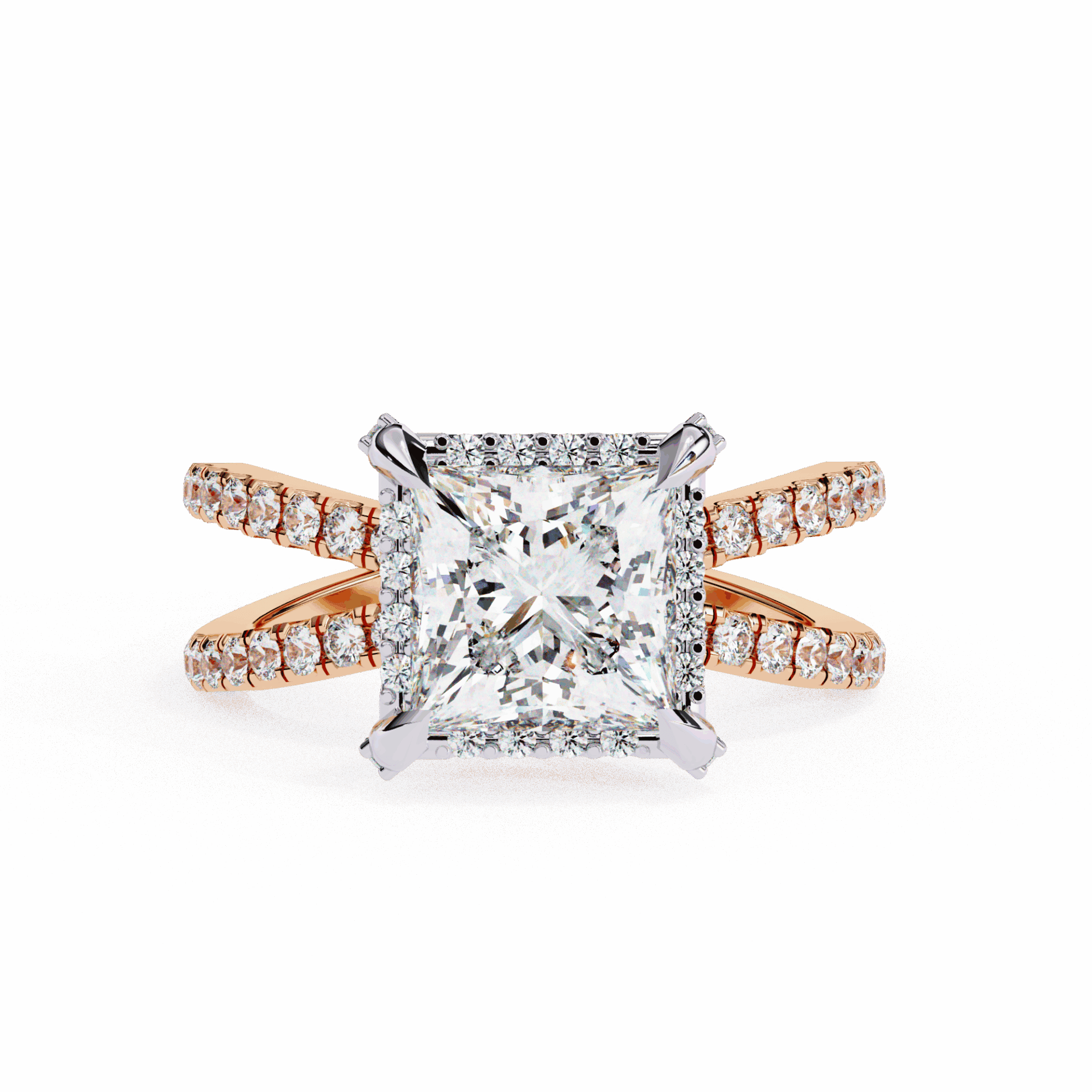 2.25 Carat Princess Hidden Halo Solitaire Ring in Moissanite | House of Estara