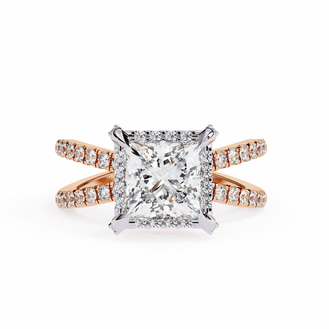 2.25 Carat Princess Hidden Halo Solitaire Ring in Moissanite | House of Estara