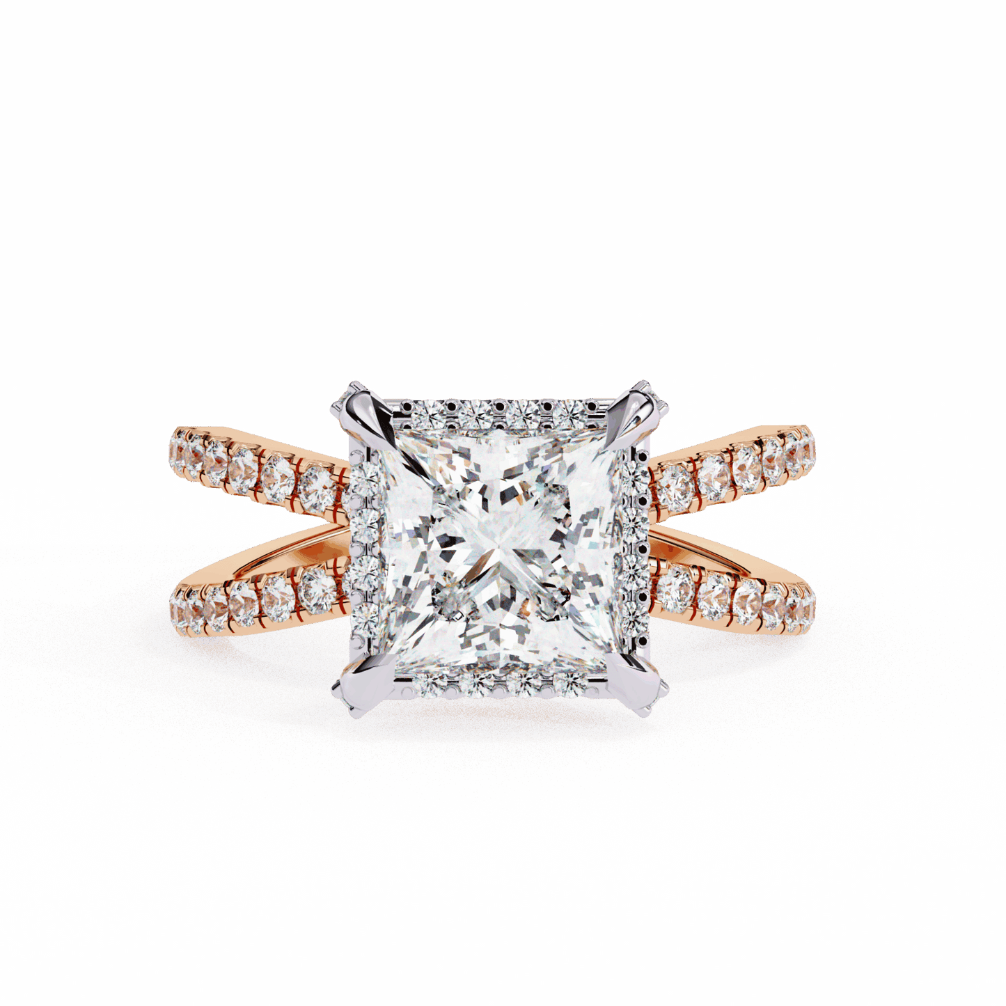 2.25 Carat Princess Hidden Halo Solitaire Ring in Moissanite | House of Estara