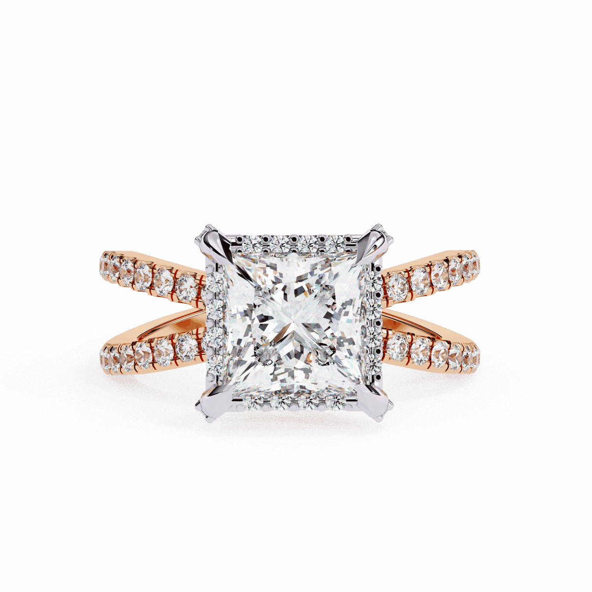 2.25 Carat Princess Hidden Halo Solitaire Ring in Moissanite | House of Estara