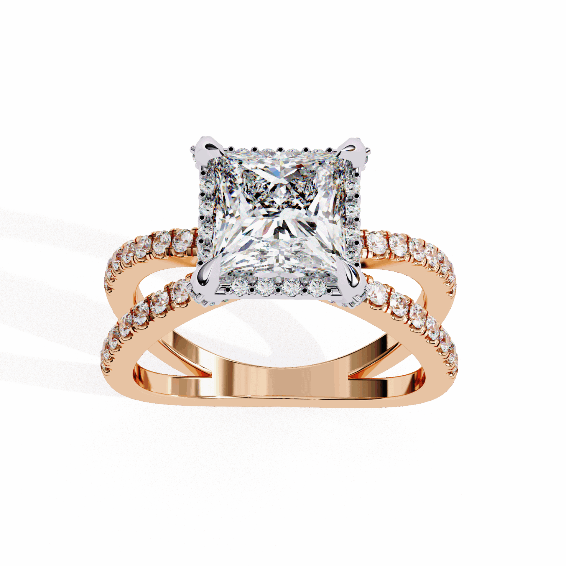 2.25 Carat Princess Hidden Halo Solitaire Ring in Moissanite | House of Estara