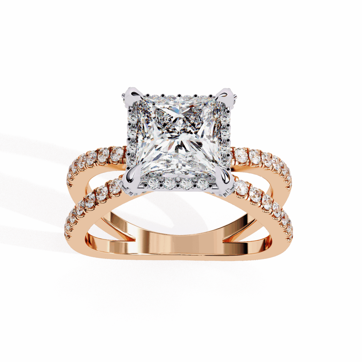 2.25 Carat Princess Hidden Halo Solitaire Ring in Moissanite | House of Estara