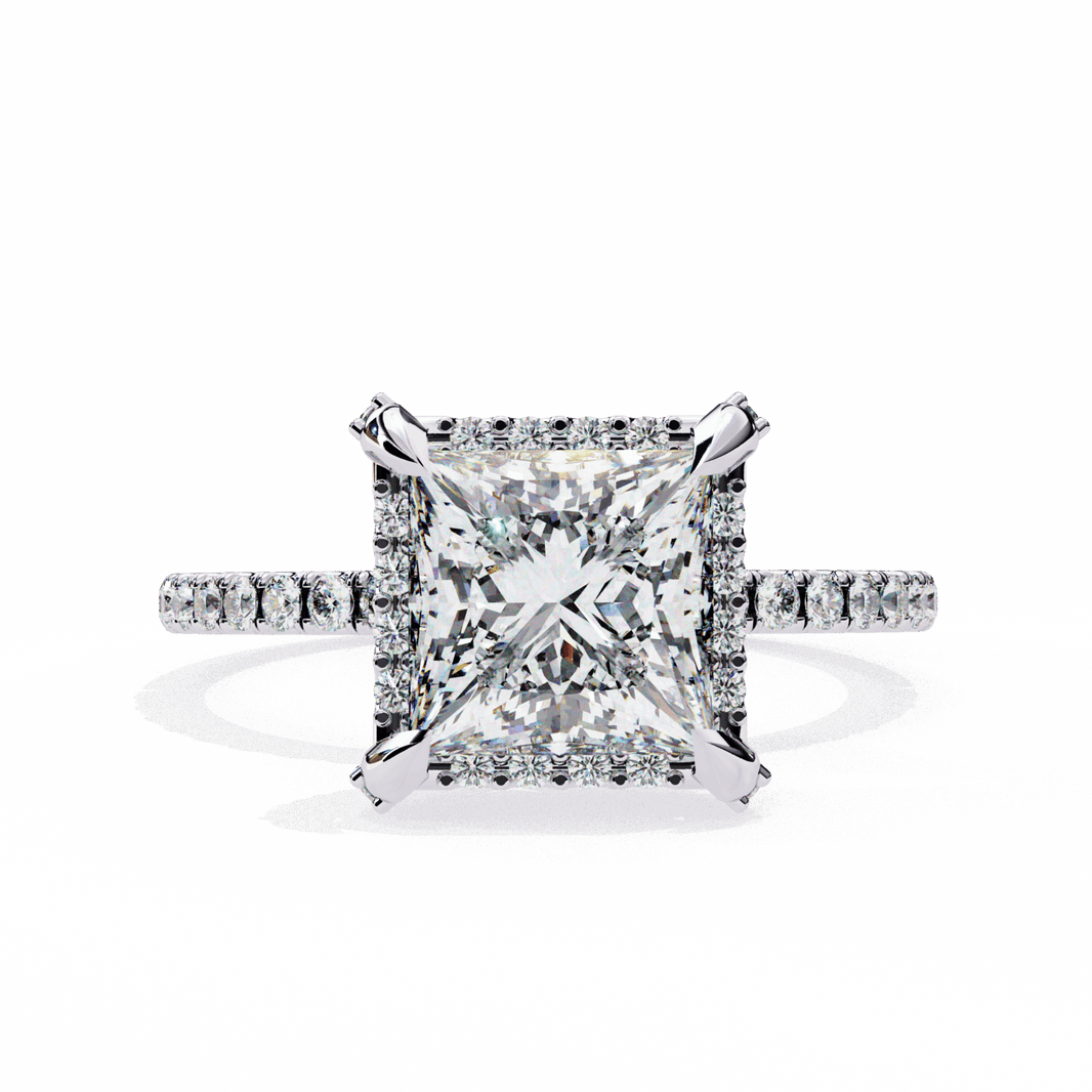 2.5 Carat Princess Hidden Halo Solitaire Ring in Moissanite | House of Estara
