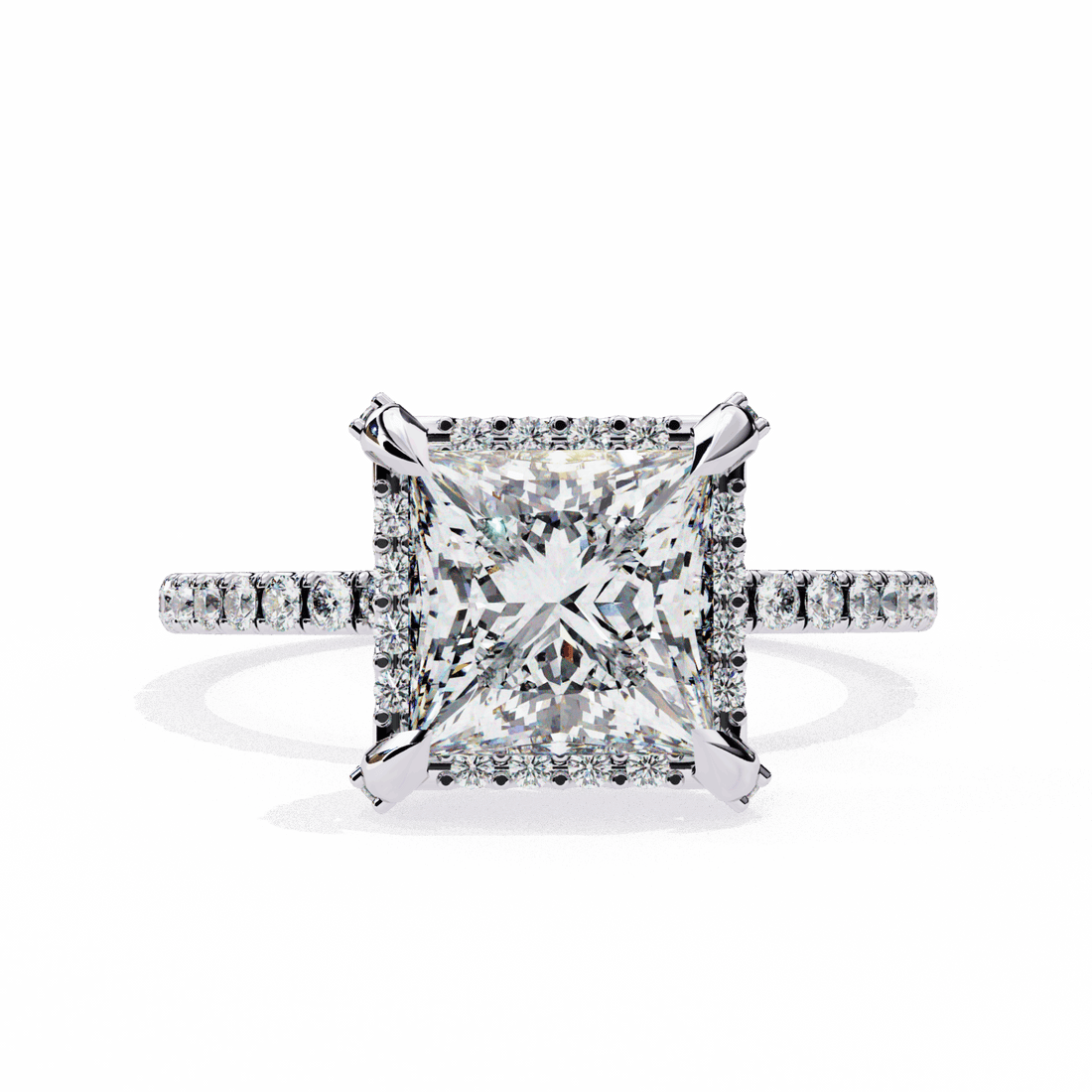 2.5 Carat Princess Hidden Halo Solitaire Ring in Moissanite | House of Estara