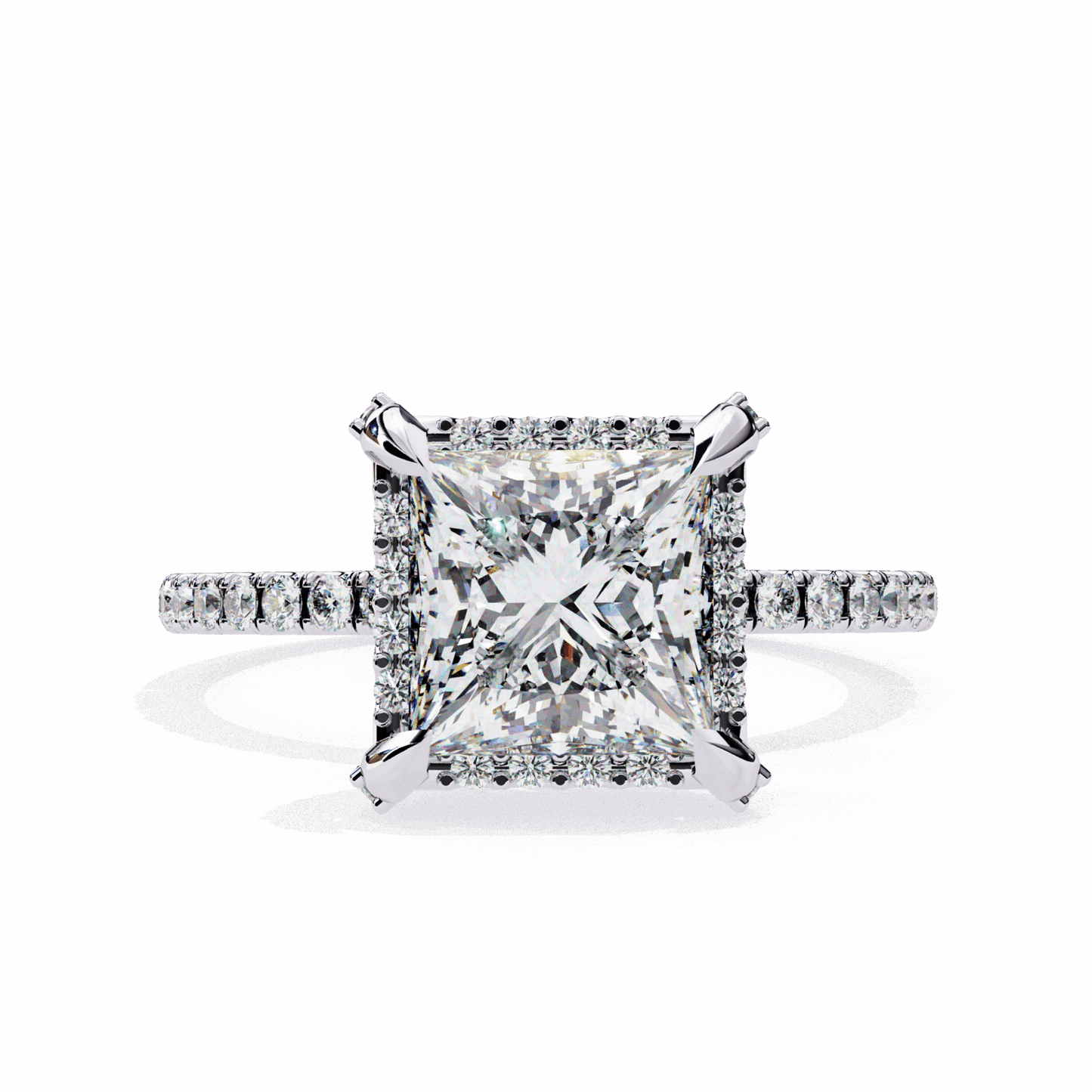 2.5 Carat Princess Hidden Halo Solitaire Ring in Moissanite | House of Estara