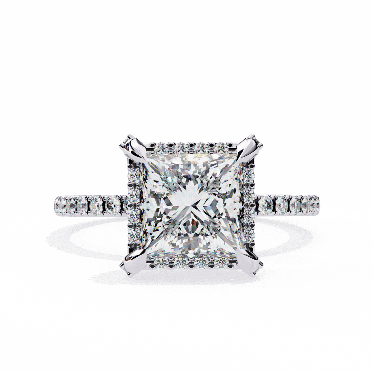 2.5 Carat Princess Hidden Halo Solitaire Ring in Moissanite | House of Estara