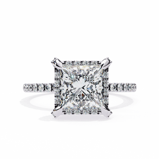 2.5 Carat Princess Hidden Halo Solitaire Ring in Moissanite | House of Estara