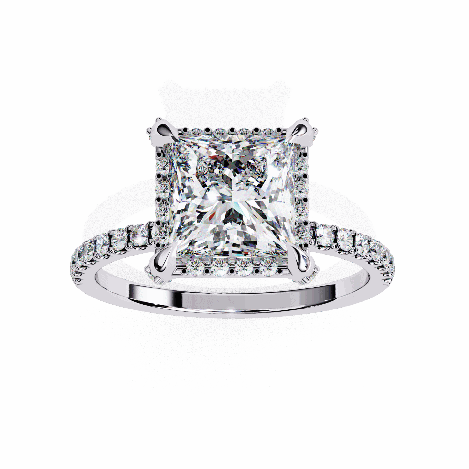 2.5 Carat Princess Hidden Halo Solitaire Ring in Moissanite | House of Estara