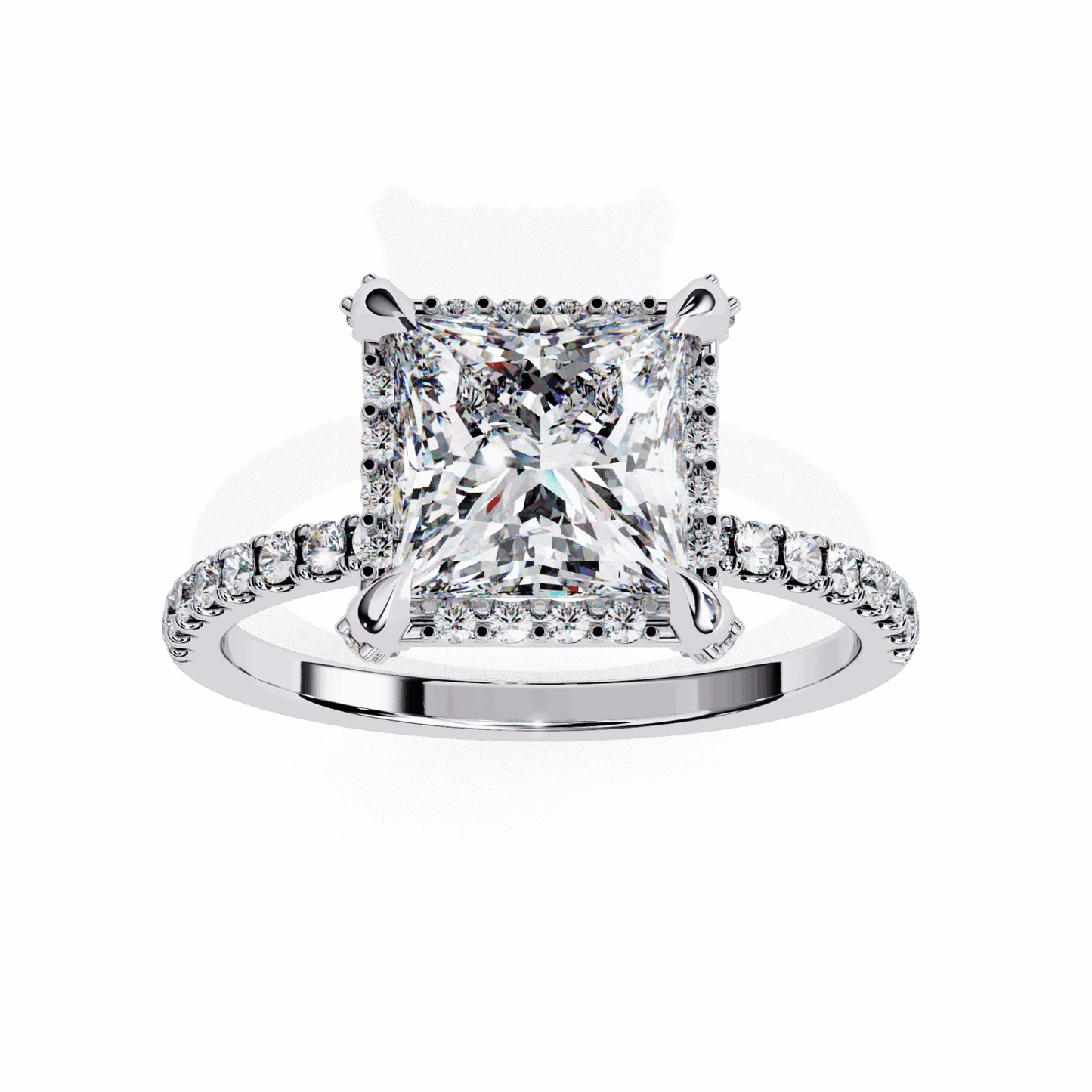 2.5 Carat Princess Hidden Halo Solitaire Ring in Moissanite | House of Estara