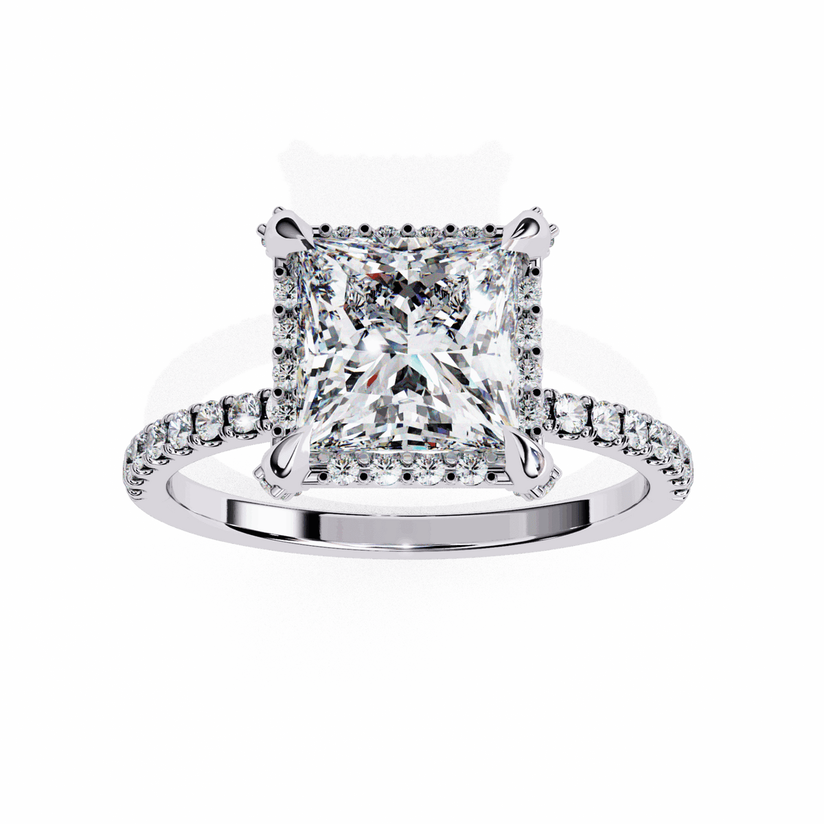 2.5 Carat Princess Hidden Halo Solitaire Ring in Moissanite | House of Estara