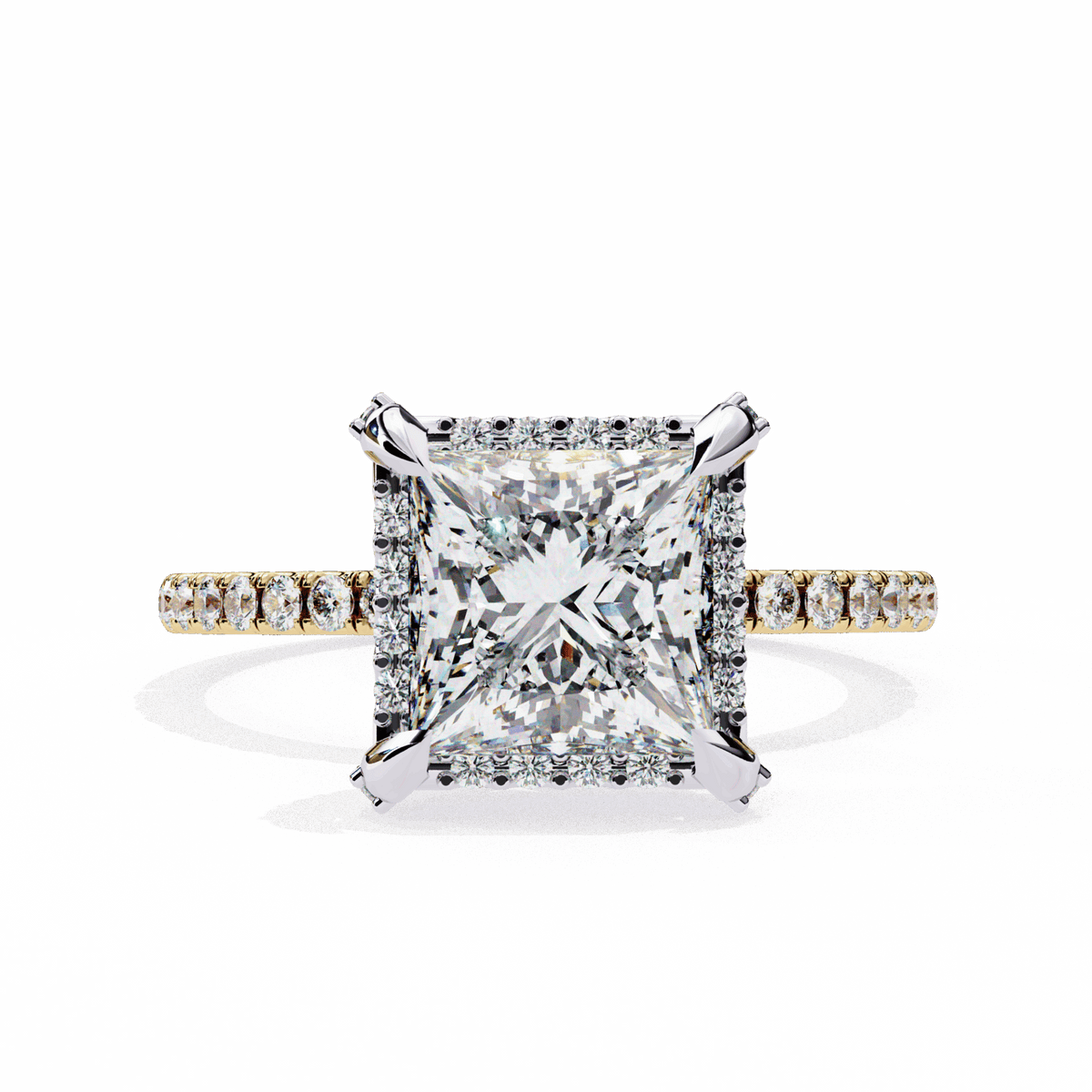 2.5 Carat Princess Hidden Halo Solitaire Ring in Moissanite | House of Estara
