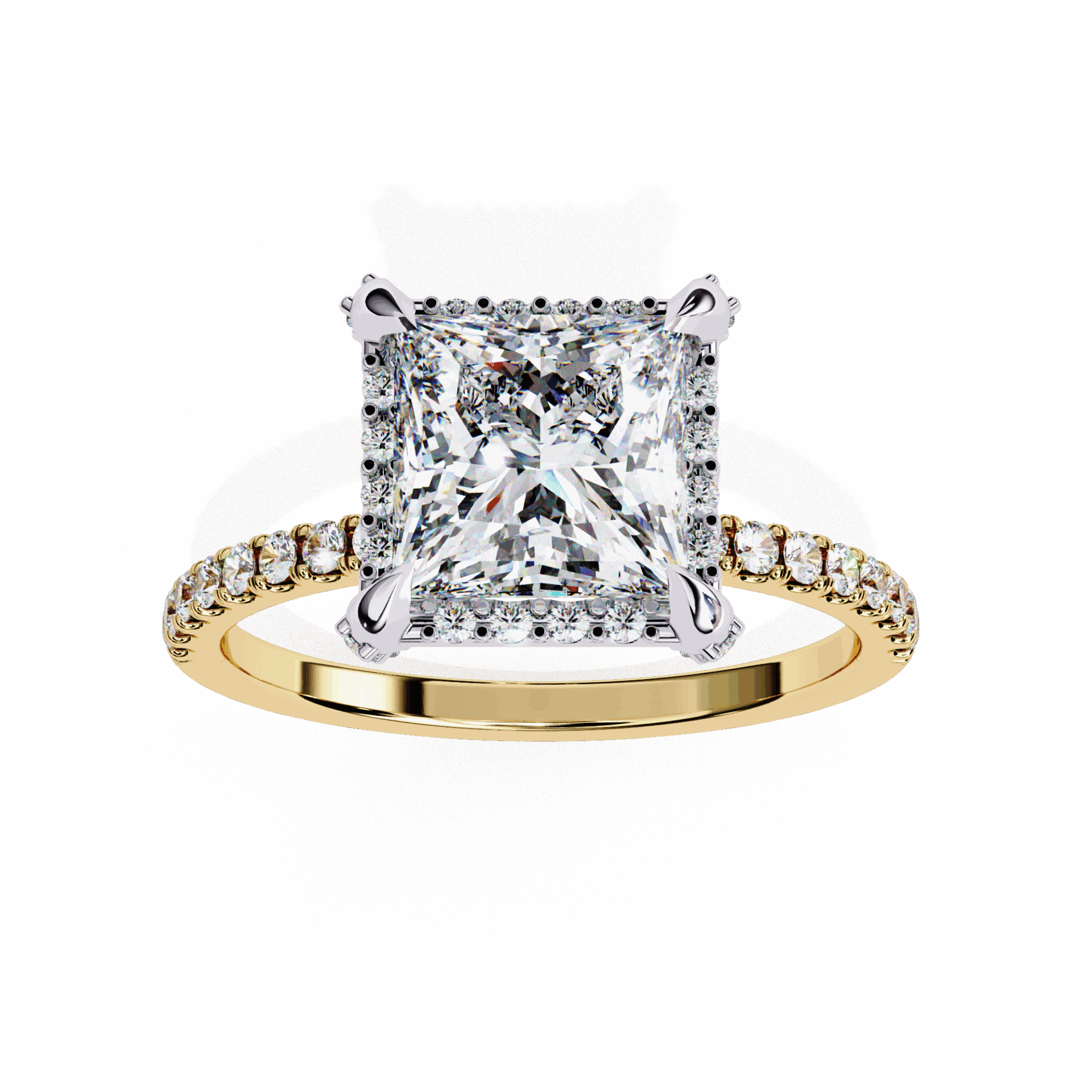2.5 Carat Princess Hidden Halo Solitaire Ring in Moissanite | House of Estara