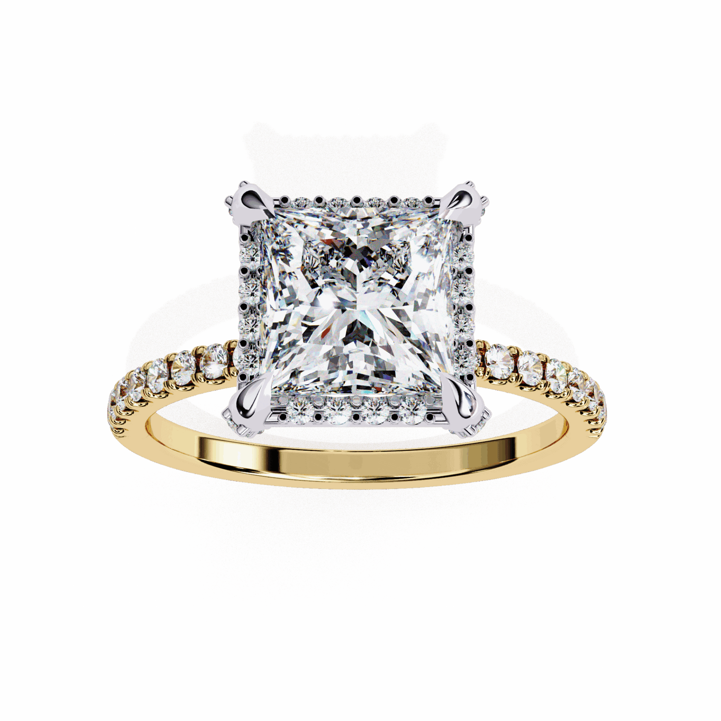 2.5 Carat Princess Hidden Halo Solitaire Ring in Moissanite | House of Estara