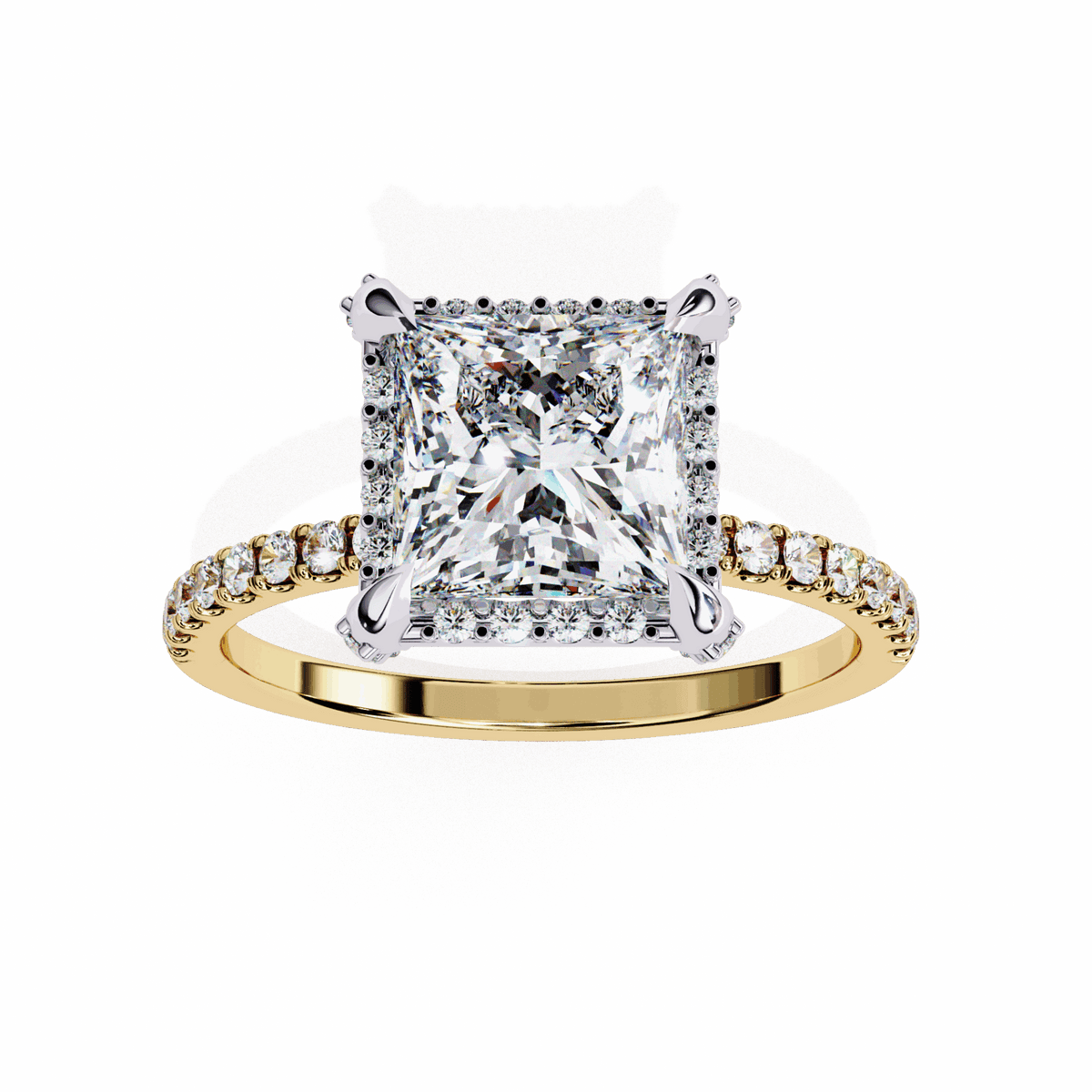 2.5 Carat Princess Hidden Halo Solitaire Ring in Moissanite | House of Estara