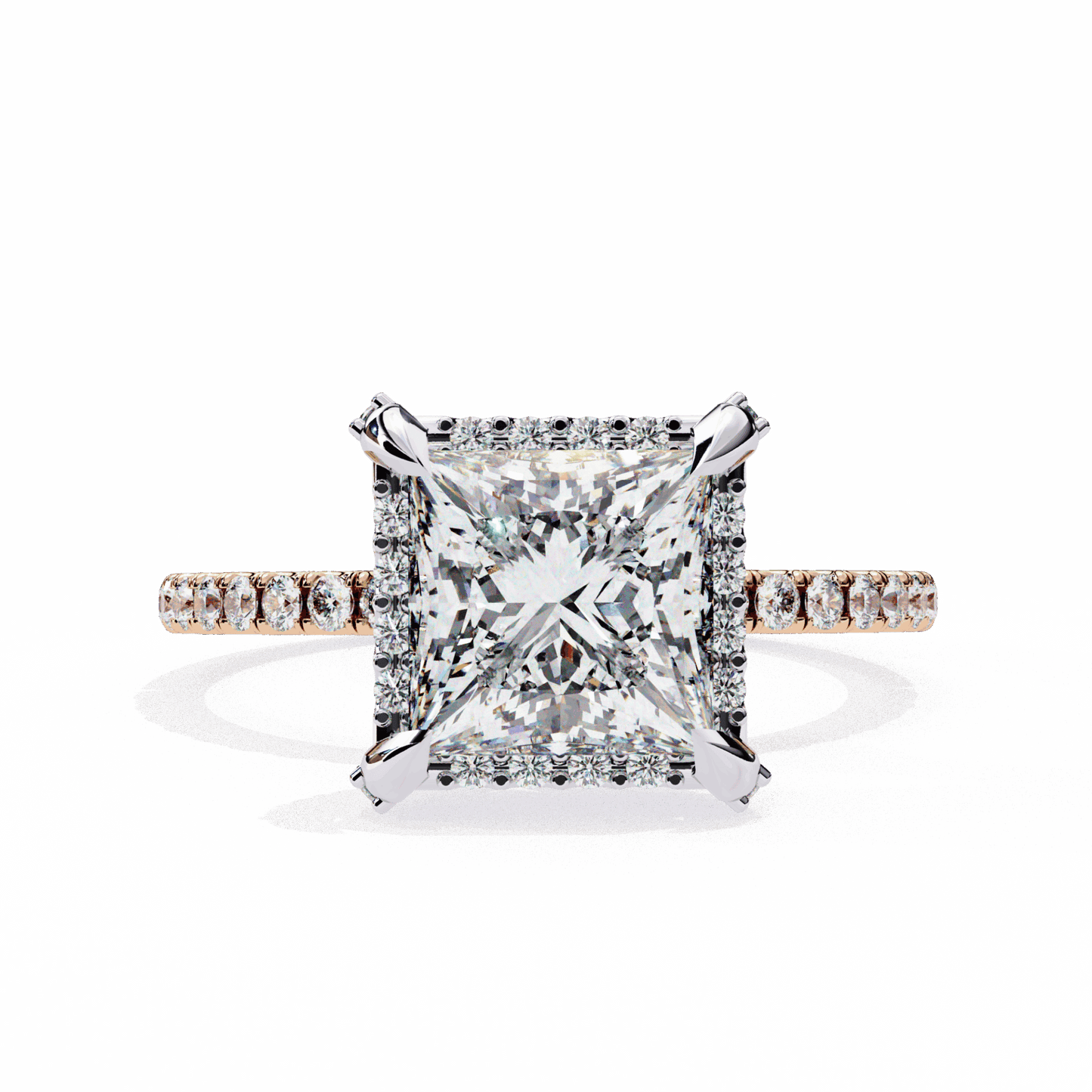 2.5 Carat Princess Hidden Halo Solitaire Ring in Moissanite | House of Estara