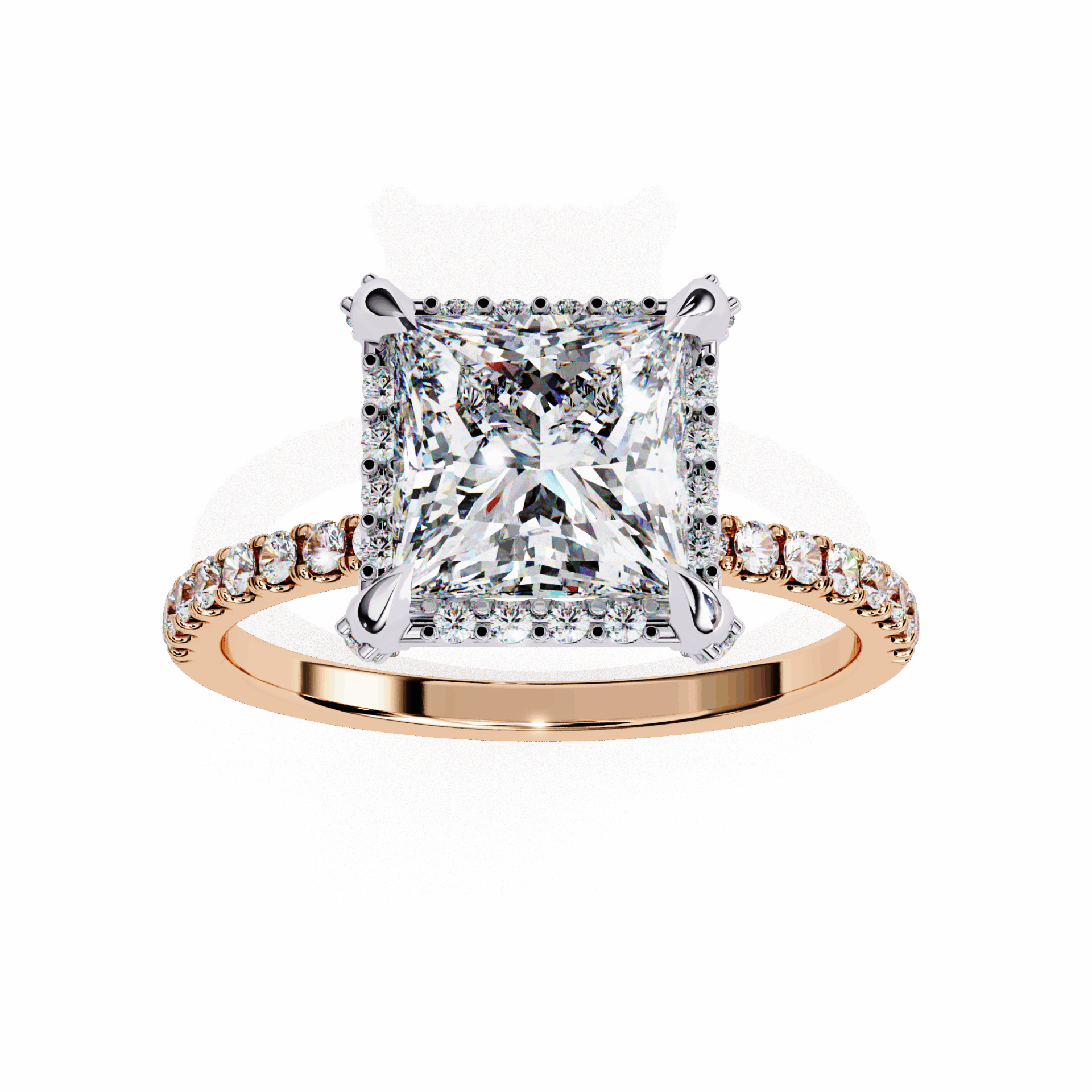 2.5 Carat Princess Hidden Halo Solitaire Ring in Moissanite | House of Estara