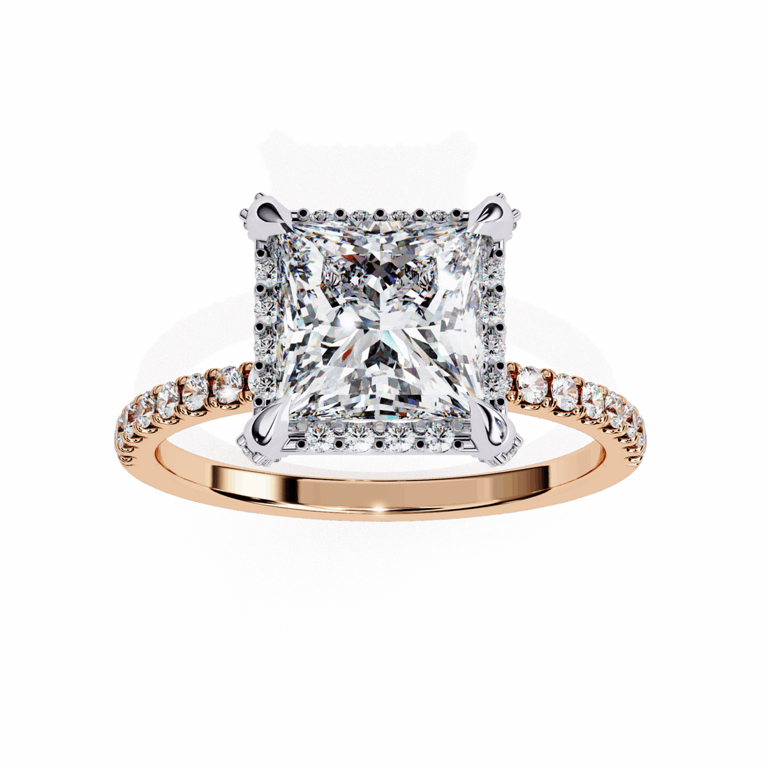 2.5 Carat Princess Hidden Halo Solitaire Ring in Moissanite | House of Estara