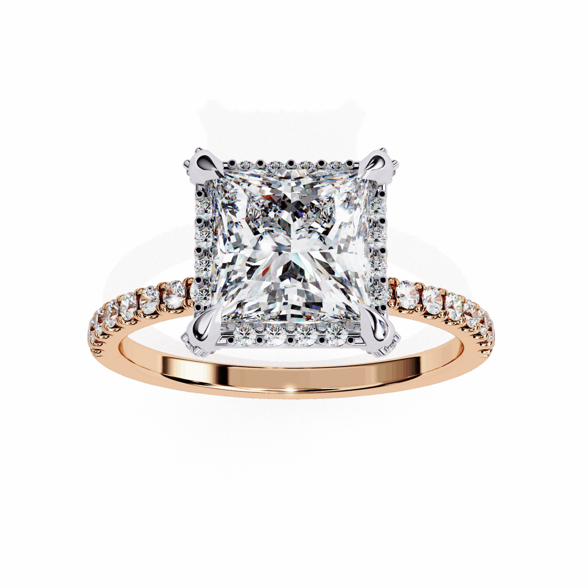2.5 Carat Princess Hidden Halo Solitaire Ring in Moissanite | House of Estara