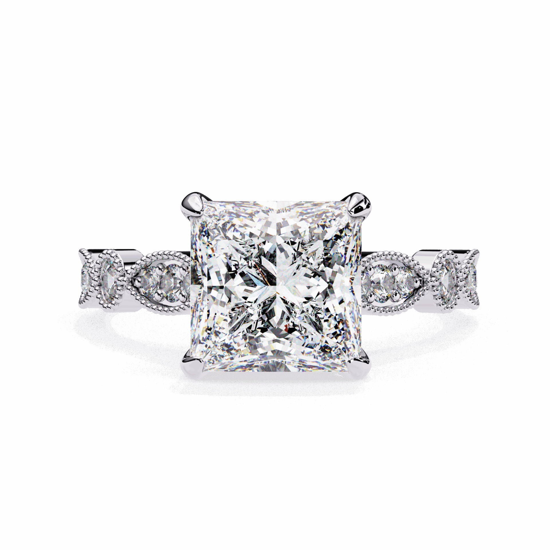2.5 Carat Princess Bezel Setting Solitaire Ring in Moissanite | House of Estara