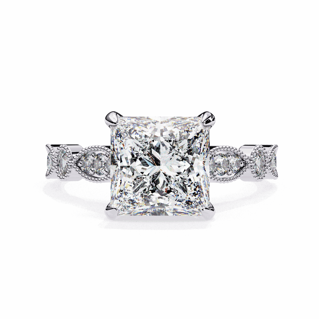 2.5 Carat Princess Bezel Setting Solitaire Ring in Moissanite | House of Estara