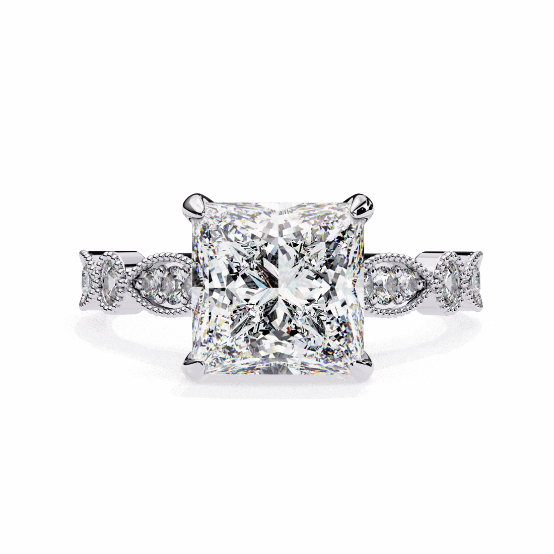 2.5 Carat Princess Bezel Setting Solitaire Ring in Moissanite | House of Estara