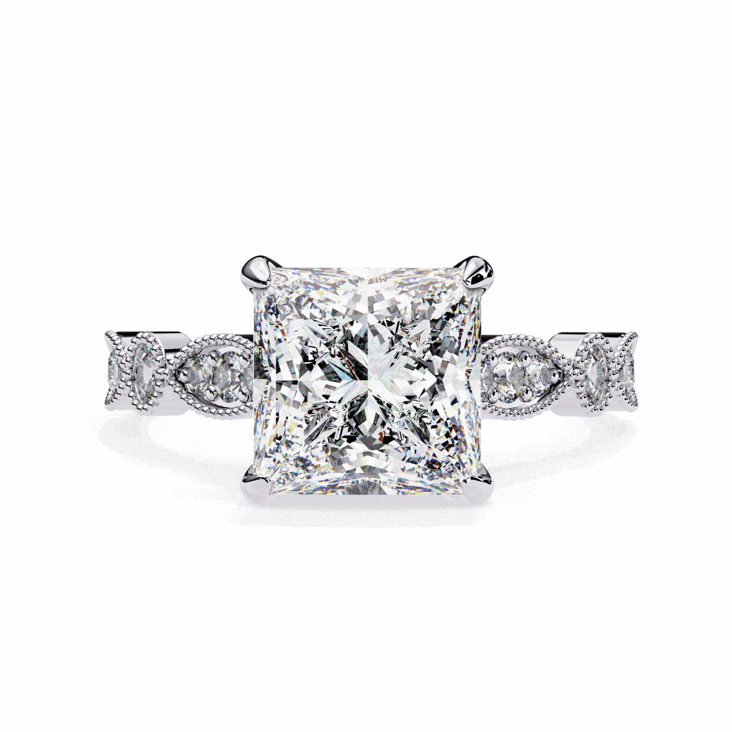 2.5 Carat Princess Bezel Setting Solitaire Ring in Moissanite | House of Estara