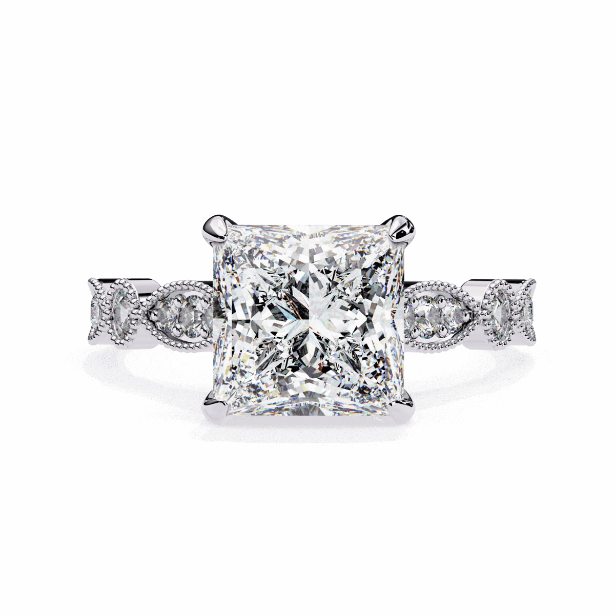 2.5 Carat Princess Bezel Setting Solitaire Ring in Moissanite | House of Estara