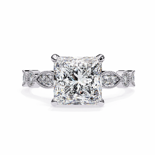 2.5 Carat Princess Bezel Setting Solitaire Ring in Moissanite | House of Estara