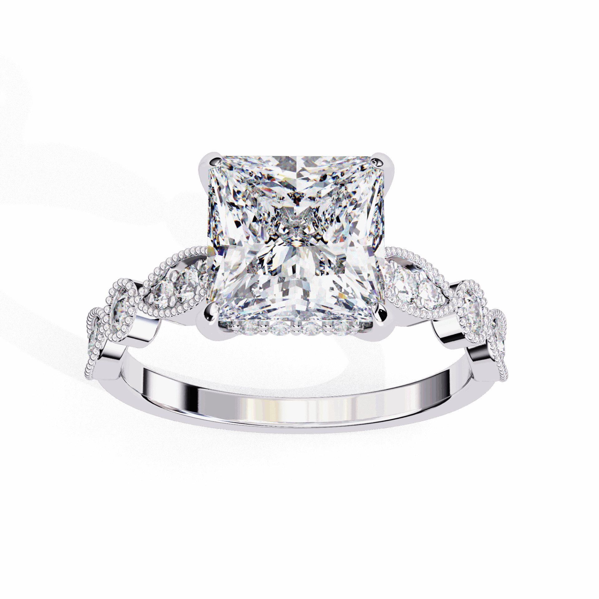 2.5 Carat Princess Bezel Setting Solitaire Ring in Moissanite | House of Estara