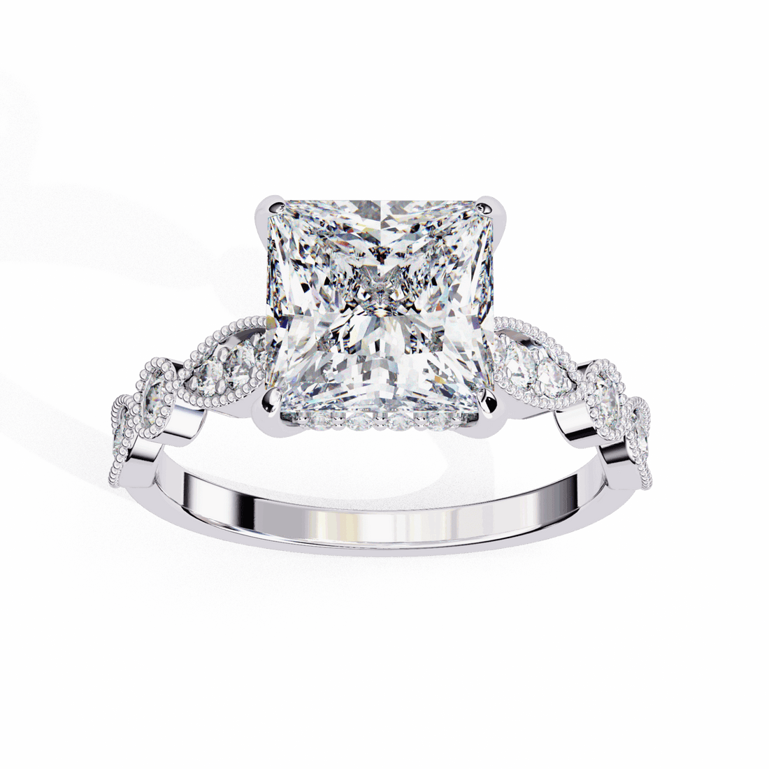 2.5 Carat Princess Bezel Setting Solitaire Ring in Moissanite | House of Estara