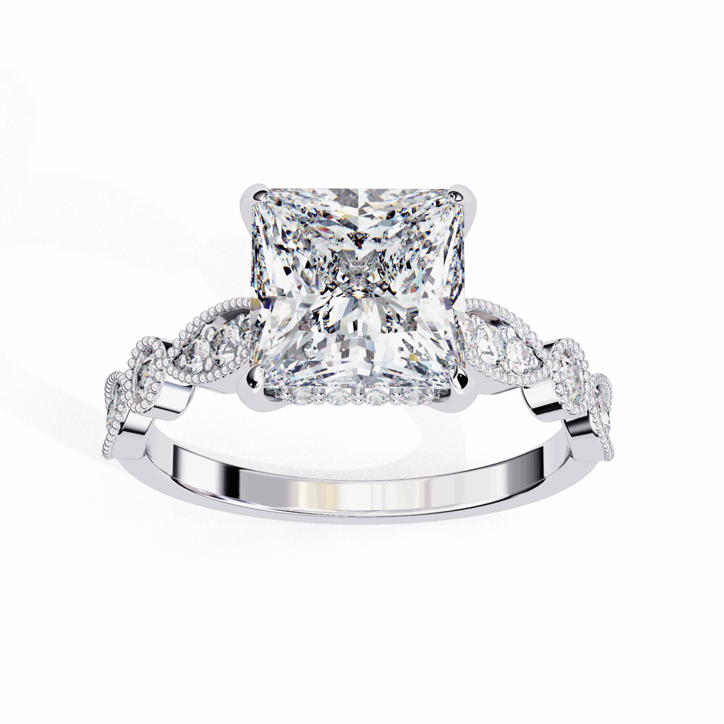 2.5 Carat Princess Bezel Setting Solitaire Ring in Moissanite | House of Estara