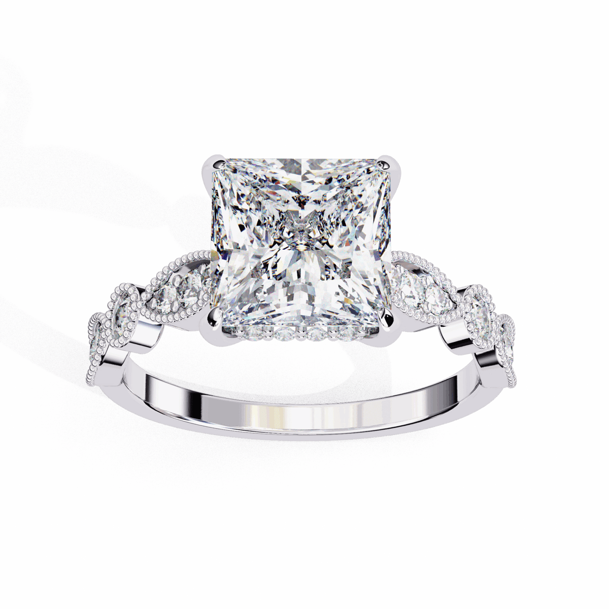2.5 Carat Princess Bezel Setting Solitaire Ring in Moissanite | House of Estara
