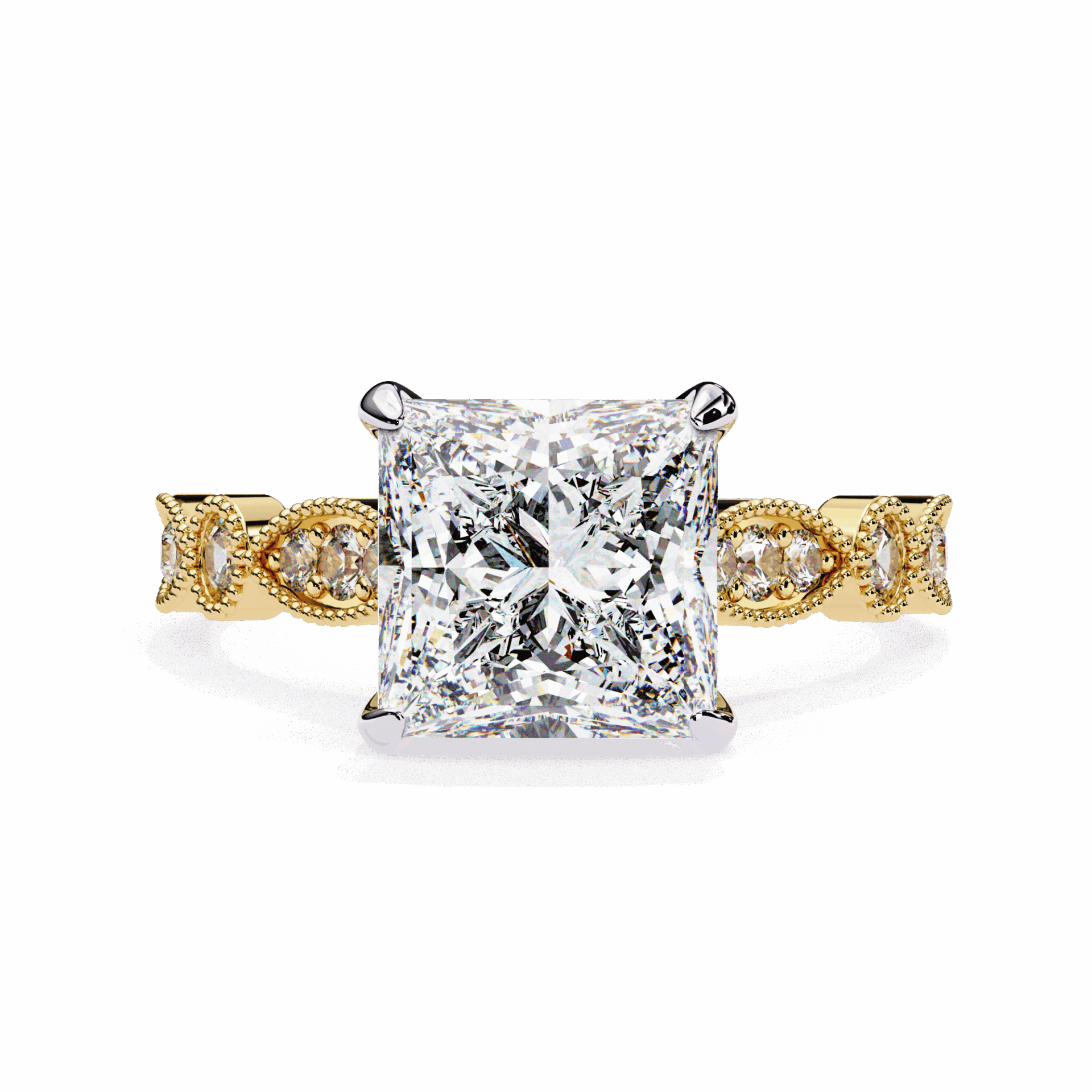 2.5 Carat Princess Bezel Setting Solitaire Ring in Moissanite | House of Estara