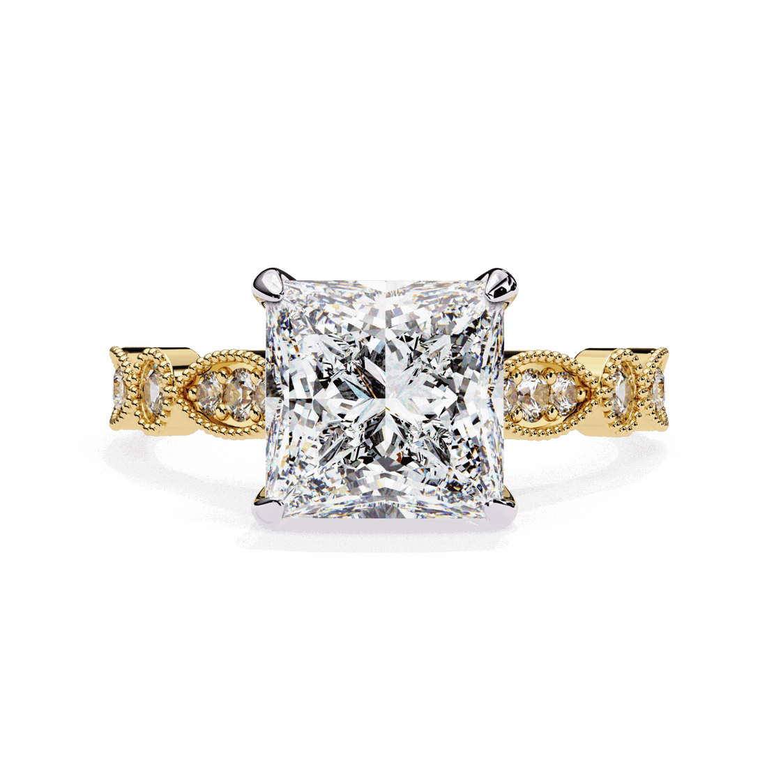 2.5 Carat Princess Bezel Setting Solitaire Ring in Moissanite | House of Estara