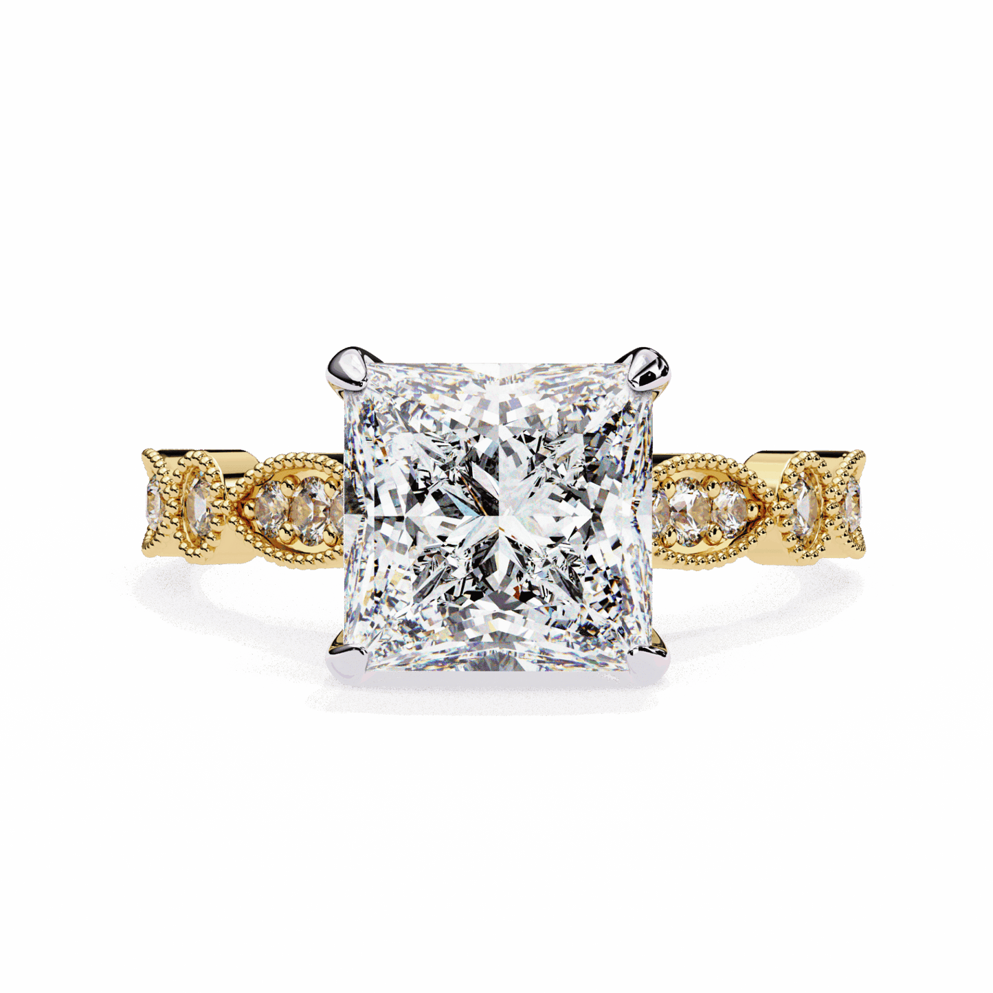 2.5 Carat Princess Bezel Setting Solitaire Ring in Moissanite | House of Estara