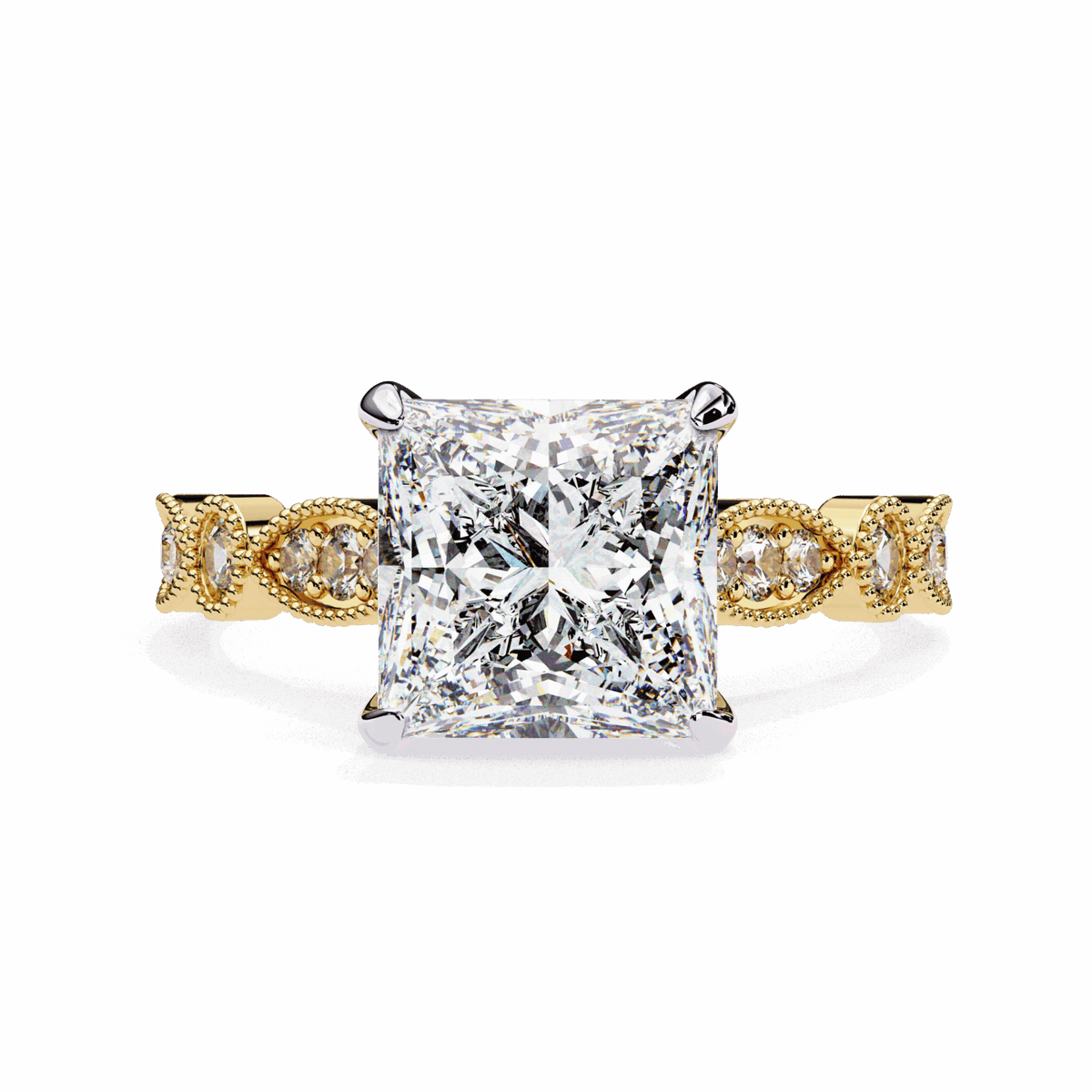 2.5 Carat Princess Bezel Setting Solitaire Ring in Moissanite | House of Estara