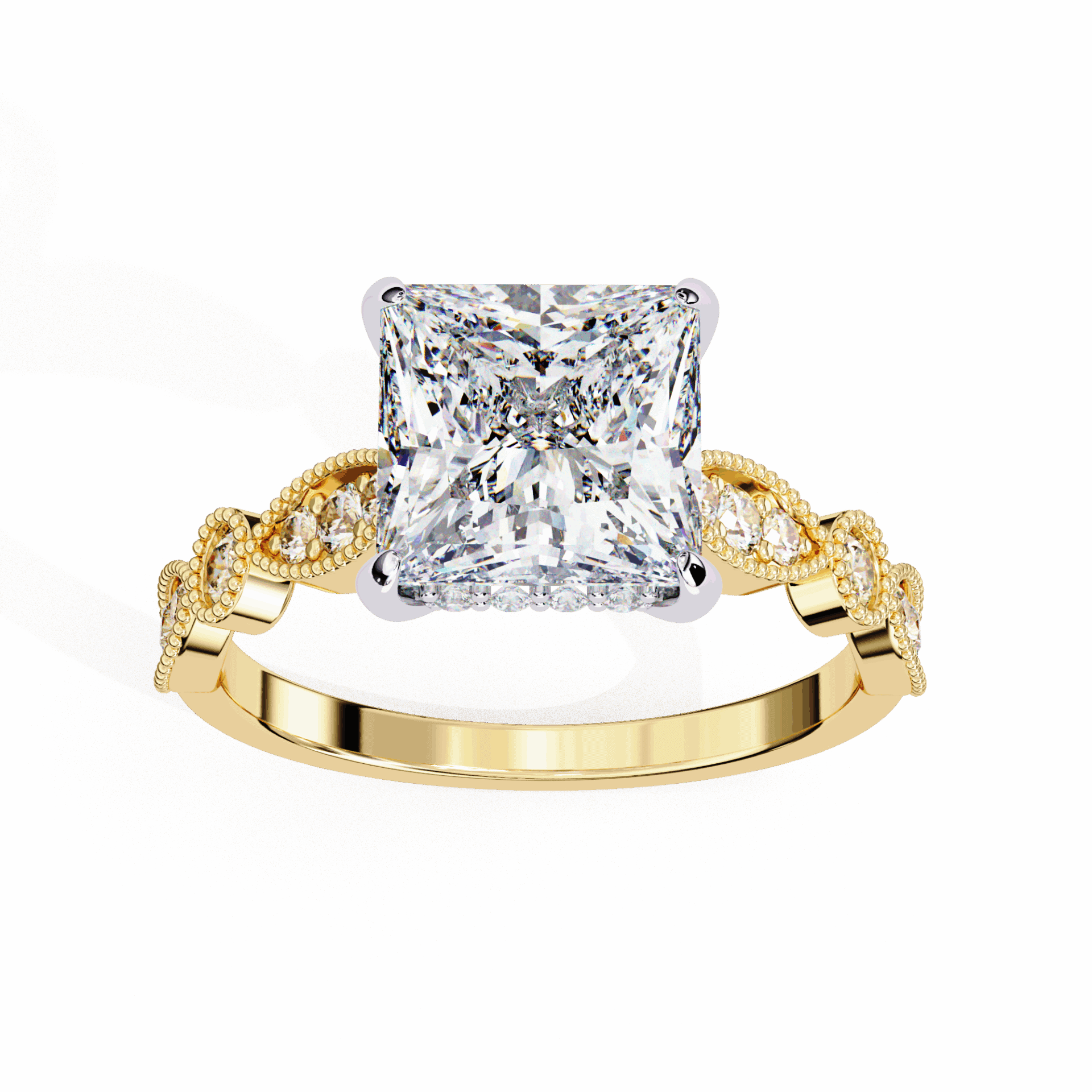 2.5 Carat Princess Bezel Setting Solitaire Ring in Moissanite | House of Estara