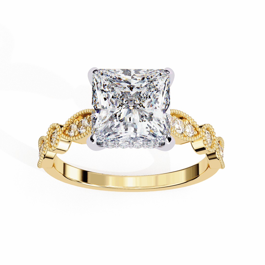 2.5 Carat Princess Bezel Setting Solitaire Ring in Moissanite | House of Estara